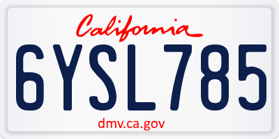 CA license plate 6YSL785