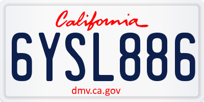 CA license plate 6YSL886