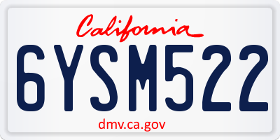 CA license plate 6YSM522