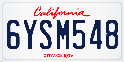CA license plate 6YSM548