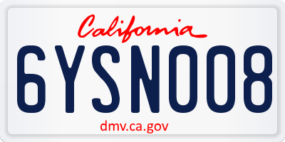 CA license plate 6YSN008