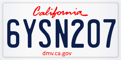 CA license plate 6YSN207