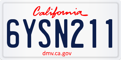 CA license plate 6YSN211