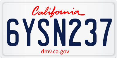 CA license plate 6YSN237
