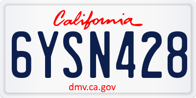 CA license plate 6YSN428