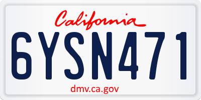 CA license plate 6YSN471