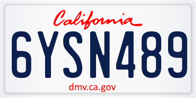 CA license plate 6YSN489
