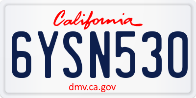 CA license plate 6YSN530