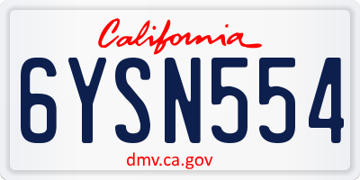CA license plate 6YSN554