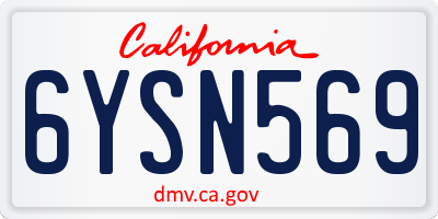CA license plate 6YSN569