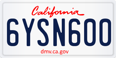 CA license plate 6YSN600