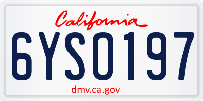 CA license plate 6YSO197