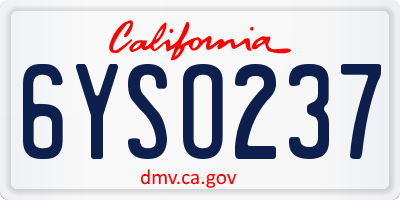 CA license plate 6YSO237