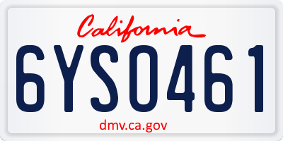 CA license plate 6YSO461