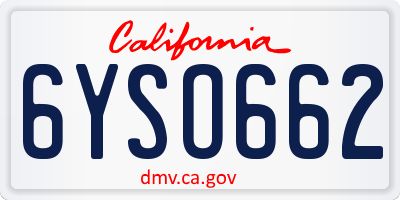 CA license plate 6YSO662