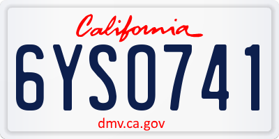 CA license plate 6YSO741