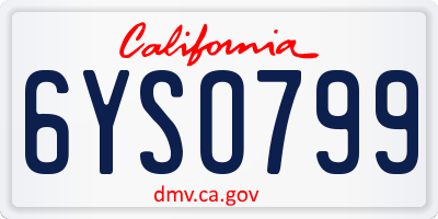 CA license plate 6YSO799