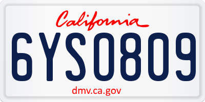 CA license plate 6YSO809