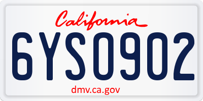 CA license plate 6YSO902