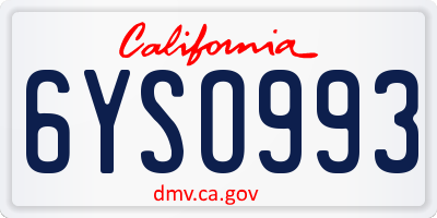 CA license plate 6YSO993