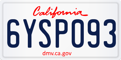 CA license plate 6YSP093
