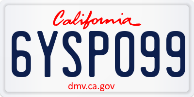 CA license plate 6YSP099