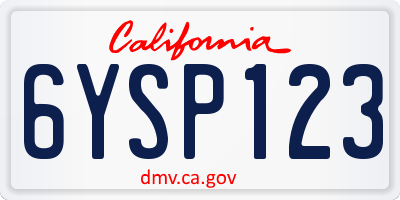 CA license plate 6YSP123