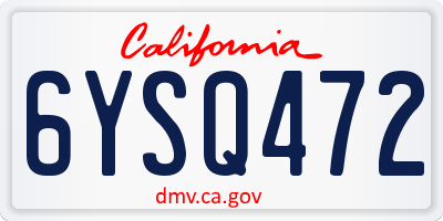CA license plate 6YSQ472