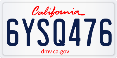 CA license plate 6YSQ476