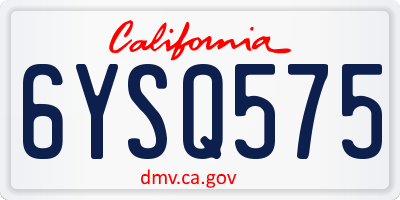 CA license plate 6YSQ575
