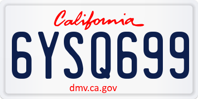 CA license plate 6YSQ699