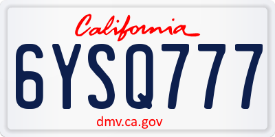 CA license plate 6YSQ777