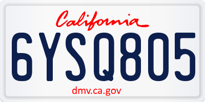 CA license plate 6YSQ805