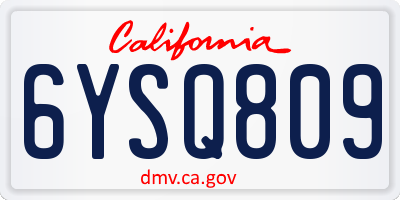 CA license plate 6YSQ809