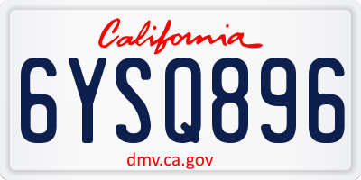 CA license plate 6YSQ896