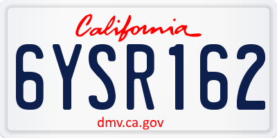 CA license plate 6YSR162