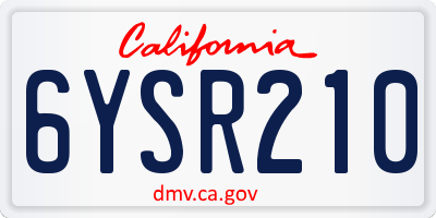 CA license plate 6YSR210