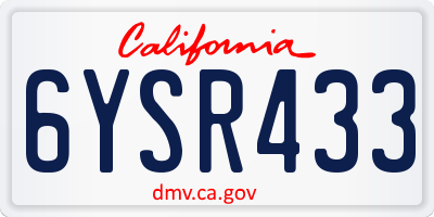 CA license plate 6YSR433