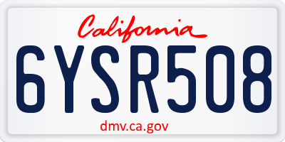 CA license plate 6YSR508