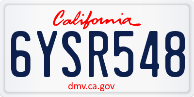 CA license plate 6YSR548