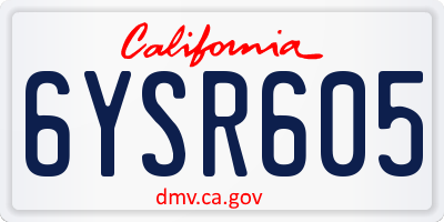 CA license plate 6YSR605
