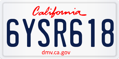 CA license plate 6YSR618