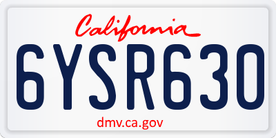 CA license plate 6YSR630