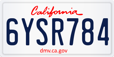 CA license plate 6YSR784