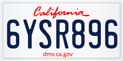 CA license plate 6YSR896