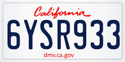 CA license plate 6YSR933