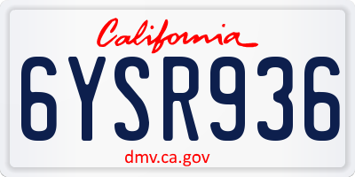CA license plate 6YSR936