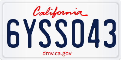 CA license plate 6YSS043
