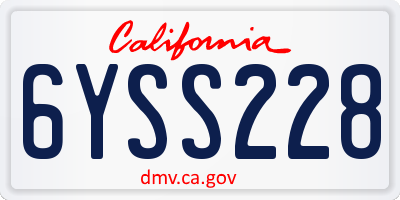 CA license plate 6YSS228