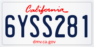 CA license plate 6YSS281